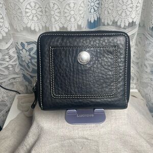 Coach Chelsea black pebble leather wallet 4 in H x 5.5 L